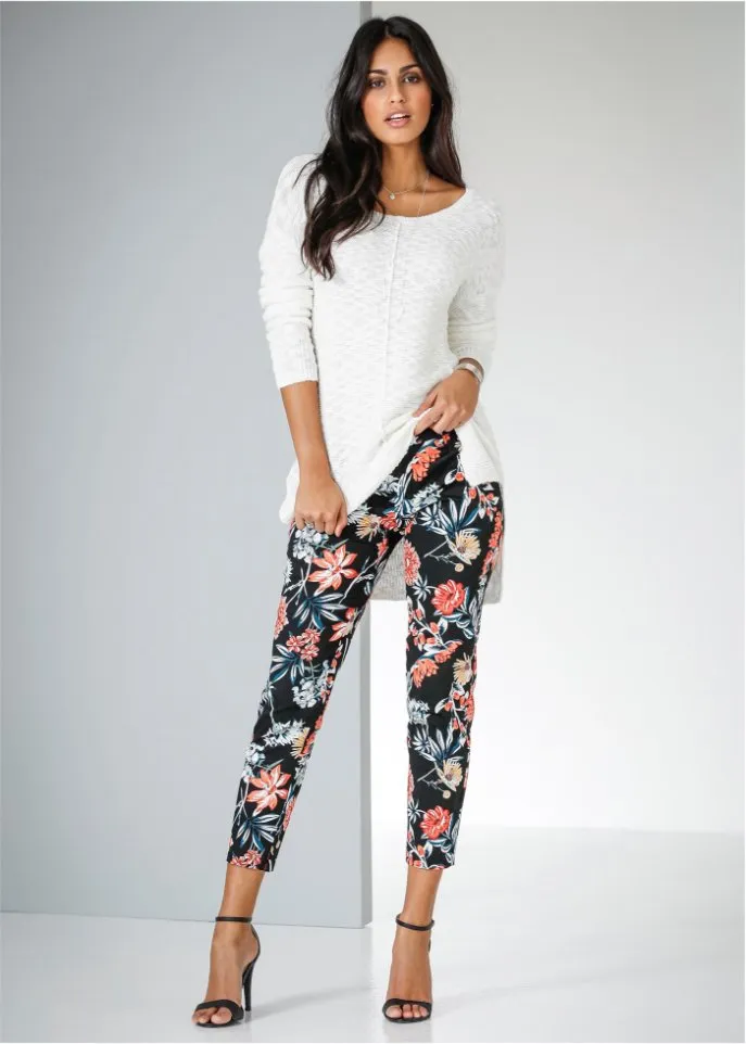 Elastic trousers 7/8 Bodyflirt, black